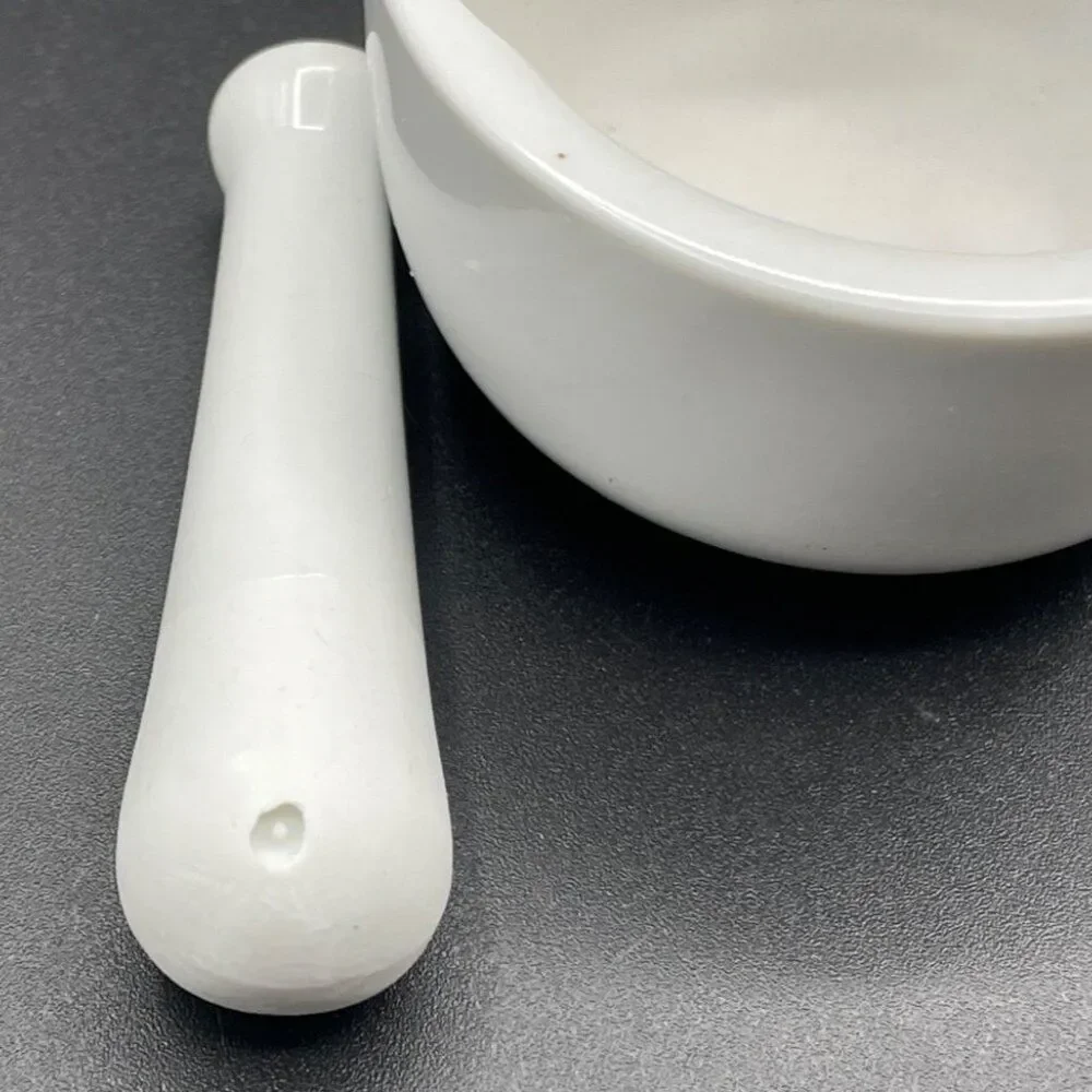 Set of 4 HIC Kitchen Small Mortar and Pestle Set Fine White Porcelain 2.75